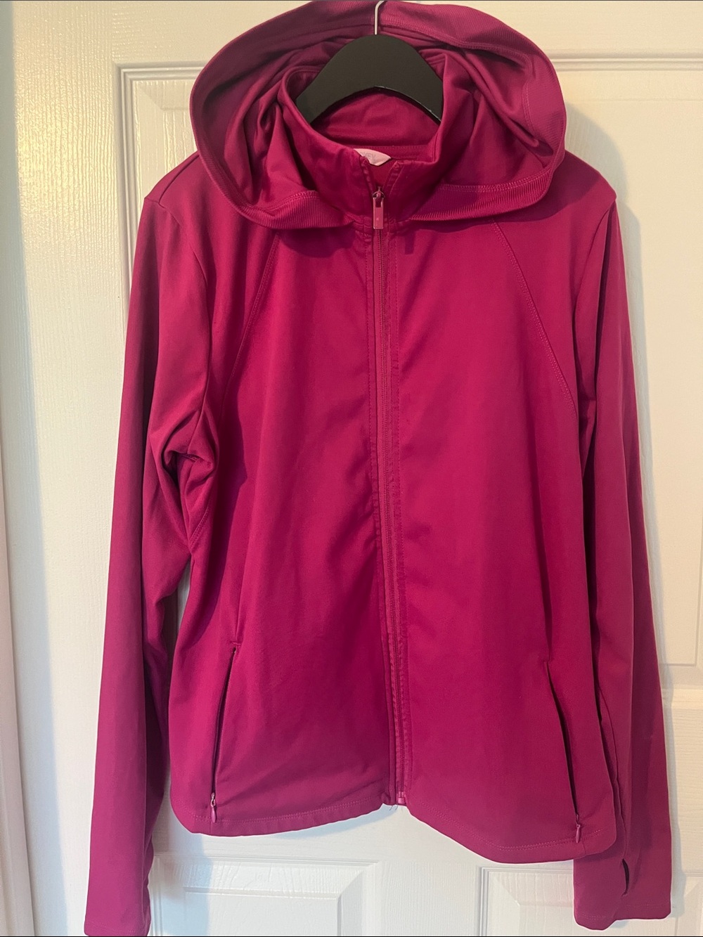 Jockey Hooded Utility Jacket in Magenta Running Gym Athletic Attire Yoga Workout